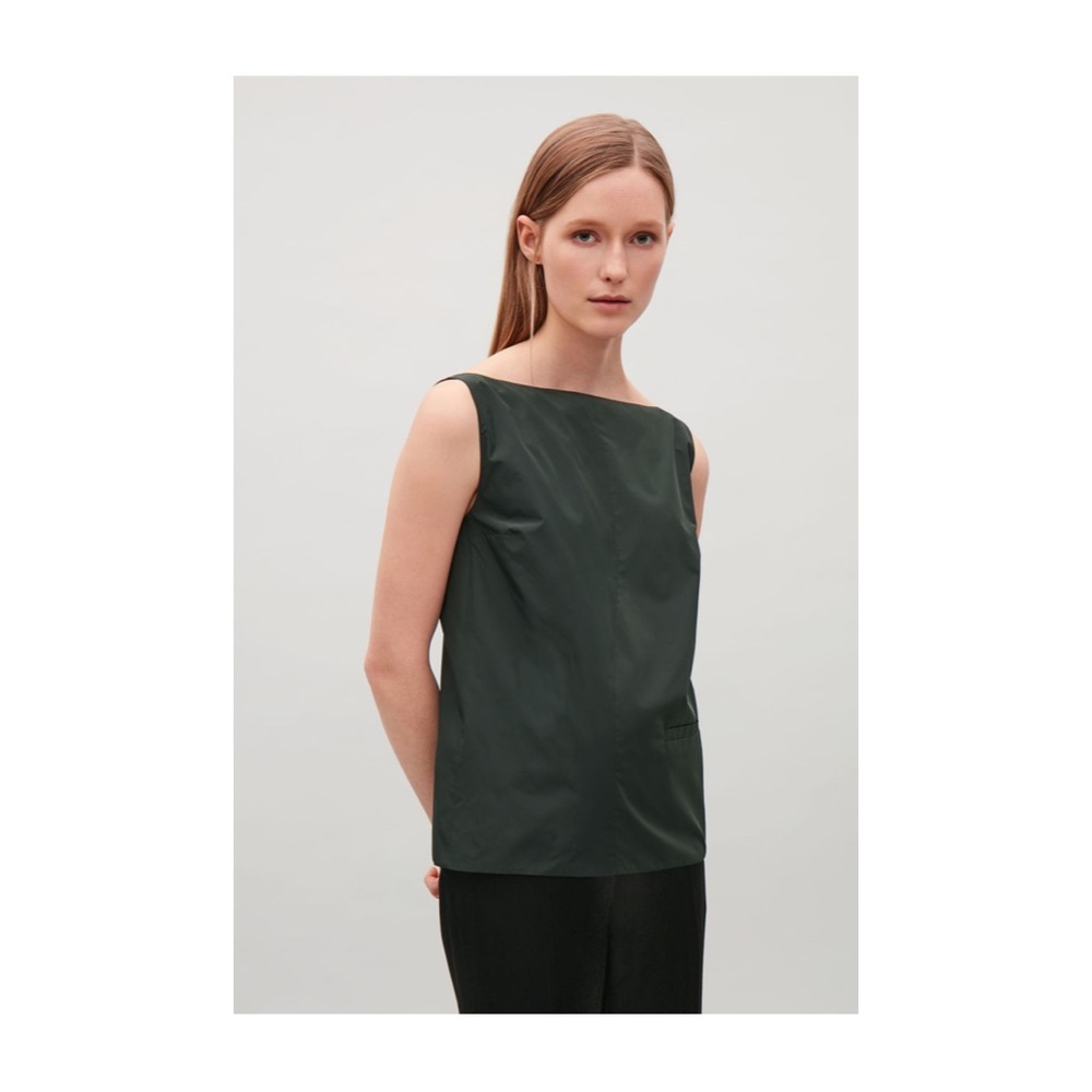 COS Green/Grey Open-back Top With Side Zip